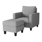 Fauteuil accentué gris clair / taupe / gris foncé / bleu avec pouf, ensemble de 2 pièces, 1 place