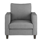 Fauteuil accentué gris clair / taupe / gris foncé / bleu avec pouf, ensemble de 2 pièces, 1 place
