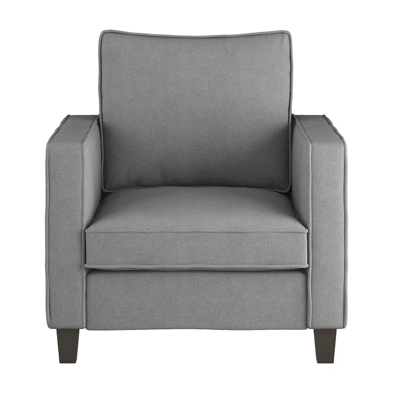 Fauteuil accentué gris clair / taupe / gris foncé / bleu avec pouf, ensemble de 2 pièces, 1 place