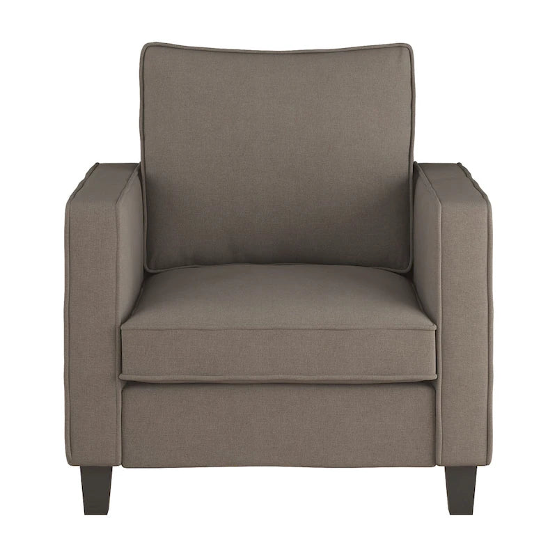 Fauteuil accentué gris clair / taupe / gris foncé / bleu avec pouf, ensemble de 2 pièces, 1 place