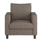 Fauteuil accentué gris clair / taupe / gris foncé / bleu avec pouf, ensemble de 2 pièces, 1 place