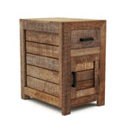 Table d'appoint rustique en bois massif clair vieilli avec rangement, 1 personne