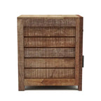 Table d'appoint rustique en bois massif clair vieilli avec rangement, 1 personne