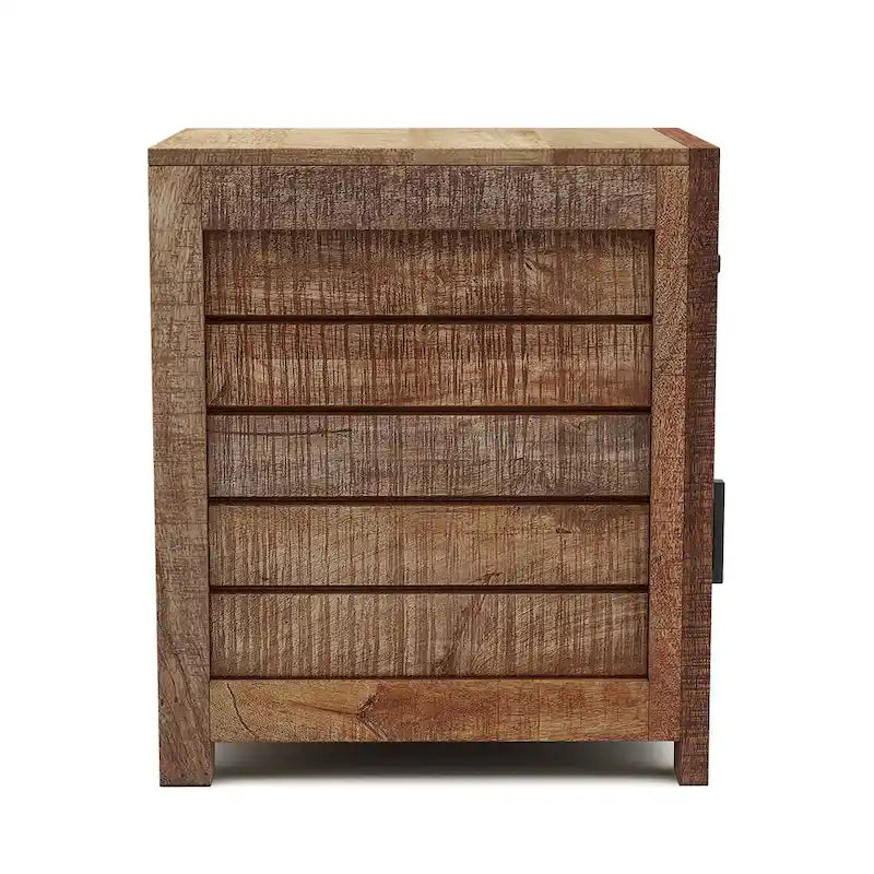 Table d'appoint rustique en bois massif clair vieilli avec rangement, 1 personne