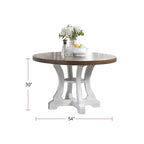 Table de salle à manger ronde sur pied marron / marron-blanc, 4 places