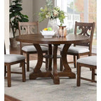Table de salle à manger ronde sur pied marron / marron-blanc, 4 places
