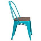 Chaise de bistrot empilable en métal cristal bleu sarcelle / violet / cuivre / vert menthe, simple