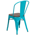 Chaise de bistrot empilable en métal cristal bleu sarcelle / violet / cuivre / vert menthe, simple