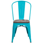 Chaise de bistrot empilable en métal cristal bleu sarcelle / violet / cuivre / vert menthe, simple