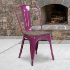 Chaise de bistrot empilable en métal cristal bleu sarcelle / violet / cuivre / vert menthe, simple