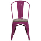 Chaise de bistrot empilable en métal cristal bleu sarcelle / violet / cuivre / vert menthe, simple