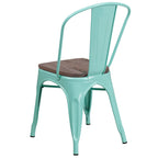 Chaise de bistrot empilable en métal cristal bleu sarcelle / violet / cuivre / vert menthe, simple