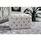 Pouffe de rangement capitonné en lin beige, 1 place