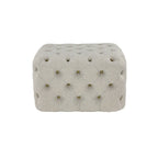 Pouffe de rangement capitonné en lin beige, 1 place