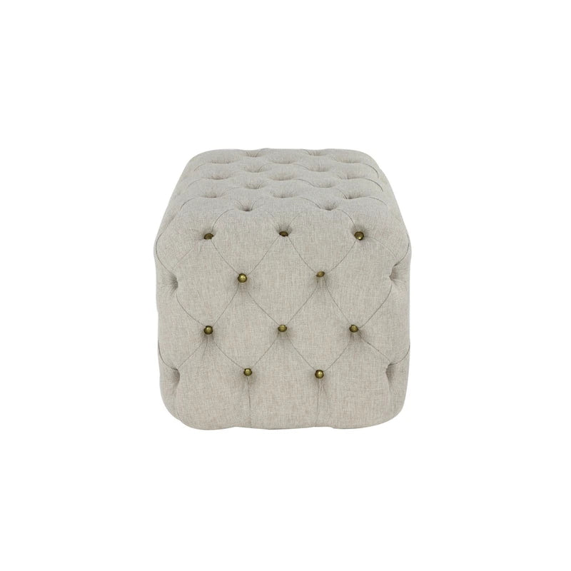 Pouffe de rangement capitonné en lin beige, 1 place