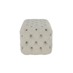 Pouffe de rangement capitonné en lin beige, 1 place
