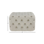 Pouffe de rangement capitonné en lin beige, 1 place