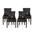 Chaises de salle à manger capitonnées contemporaines marron et expresso, lot de 4