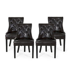 Chaises de salle à manger capitonnées contemporaines marron et expresso, lot de 4