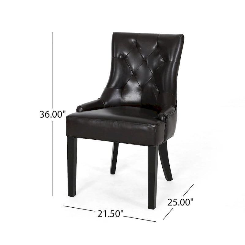 Chaises de salle à manger capitonnées contemporaines marron et expresso, lot de 4