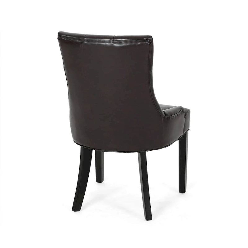 Chaises de salle à manger capitonnées contemporaines marron et expresso, lot de 4