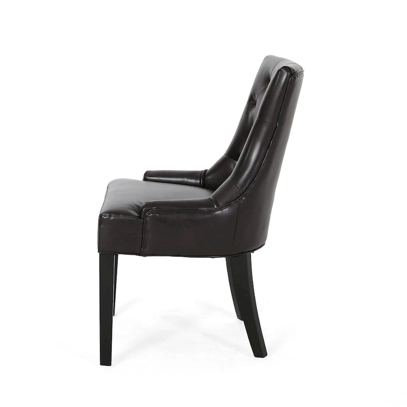 Chaises de salle à manger capitonnées contemporaines marron et expresso, lot de 4