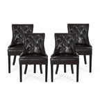 Chaises de salle à manger capitonnées contemporaines marron et expresso, lot de 4
