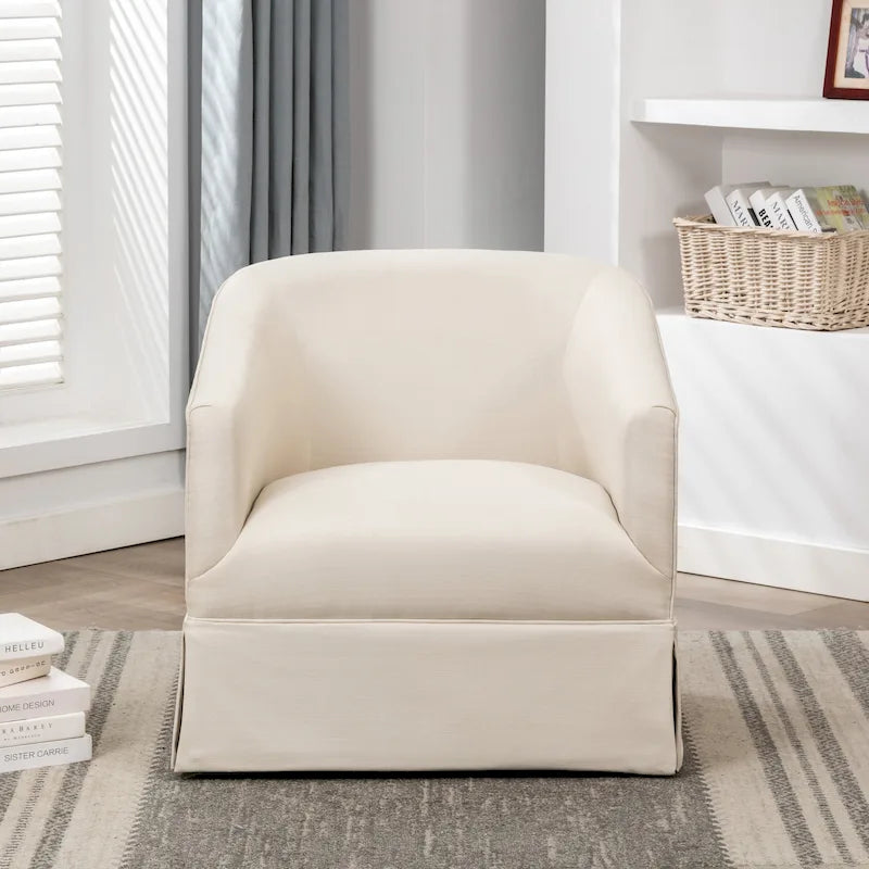Fauteuil pivotant en lin/bleu ciel, 1 place
