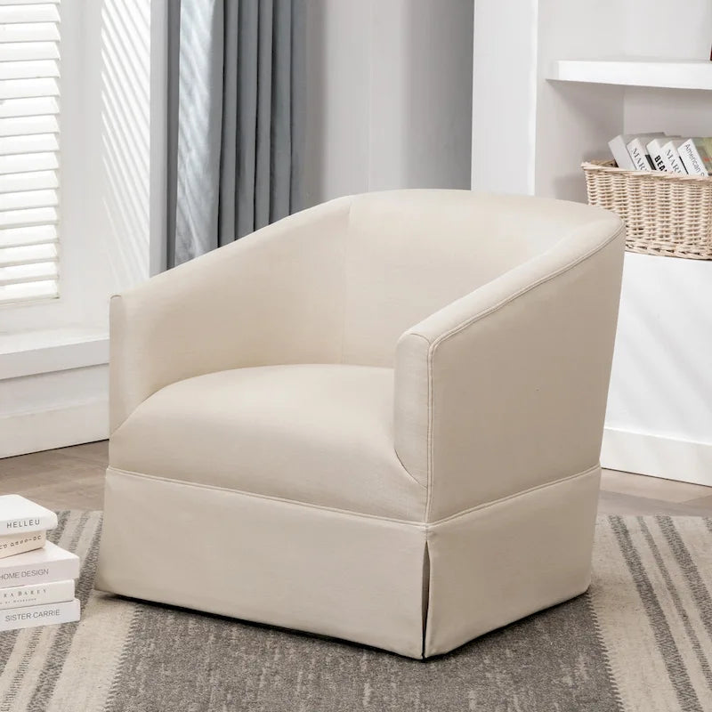 Fauteuil pivotant en lin/bleu ciel, 1 place