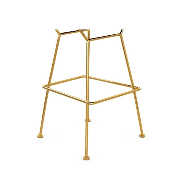 Tabouret de comptoir en métal filaire, blanc/noir et chrome/or, siège unique – Hauteur 66 cm