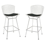 Tabouret de comptoir en métal filaire, blanc/noir et chrome/or, siège unique – Hauteur 66 cm