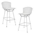 Tabouret de comptoir en métal filaire, blanc/noir et chrome/or, siège unique – Hauteur 66 cm