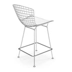 Tabouret de comptoir en métal filaire, blanc/noir et chrome/or, siège unique – Hauteur 66 cm
