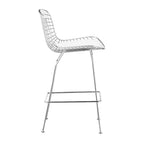 Tabouret de comptoir en métal filaire, blanc/noir et chrome/or, siège unique – Hauteur 66 cm