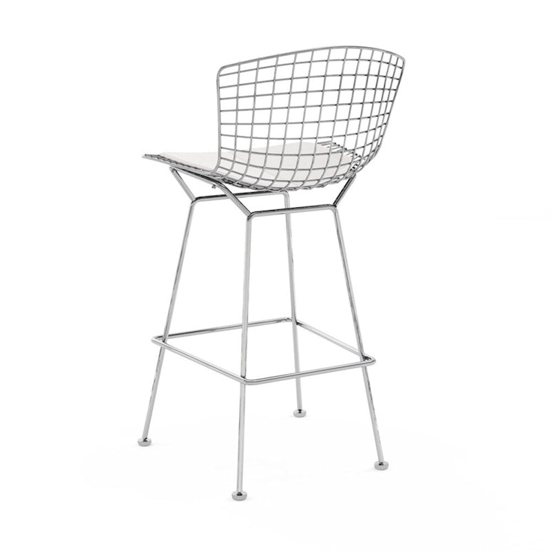 Tabouret de comptoir en métal filaire, blanc/noir et chrome/or, siège unique – Hauteur 66 cm