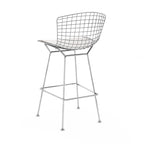 Tabouret de comptoir en métal filaire, blanc/noir et chrome/or, siège unique – Hauteur 66 cm