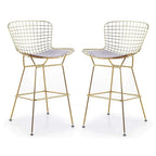 Tabouret de comptoir en métal filaire, blanc/noir et chrome/or, siège unique – Hauteur 66 cm
