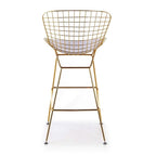 Tabouret de comptoir en métal filaire, blanc/noir et chrome/or, siège unique – Hauteur 66 cm
