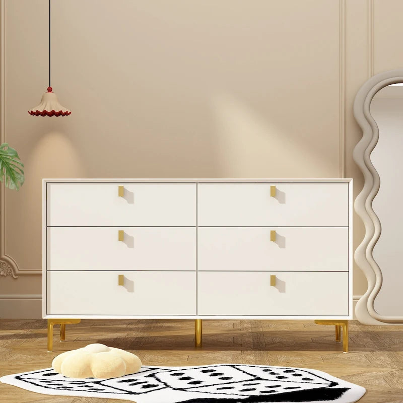 Commode double 6 tiroirs | Noir / Blanc / Bleu marine | 1 personne