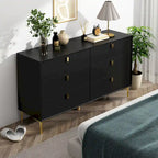 Commode double 6 tiroirs | Noir / Blanc / Bleu marine | 1 personne