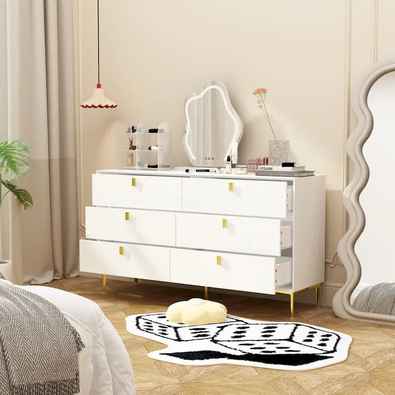 Commode double 6 tiroirs | Noir / Blanc / Bleu marine | 1 personne