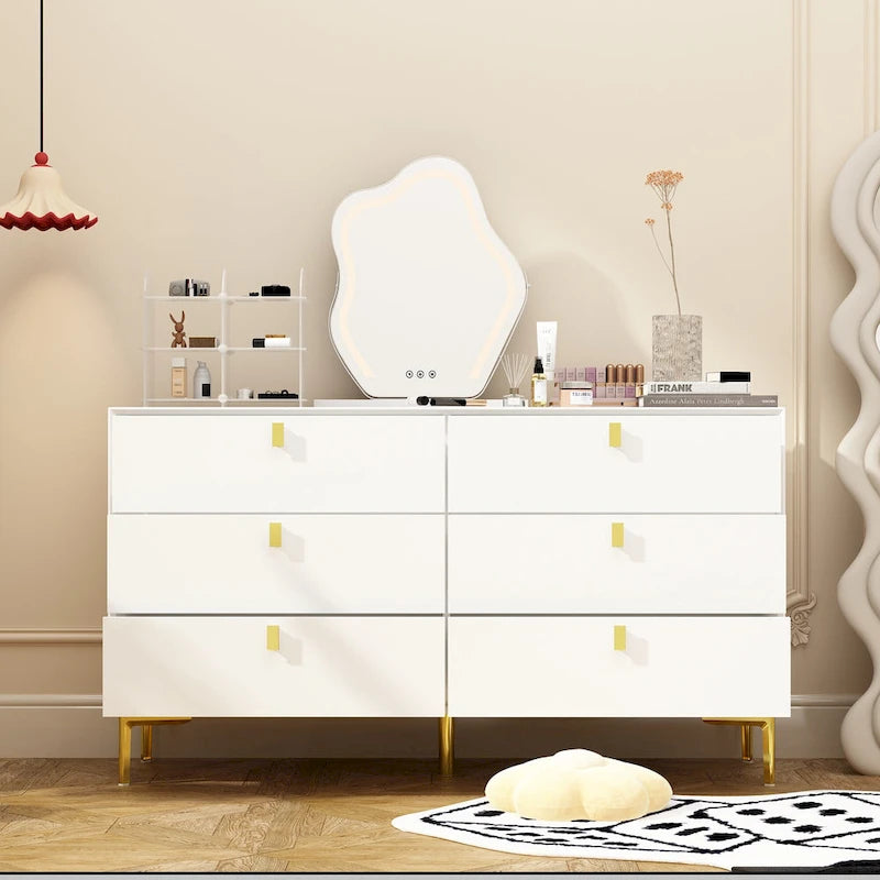 Commode double 6 tiroirs | Noir / Blanc / Bleu marine | 1 personne