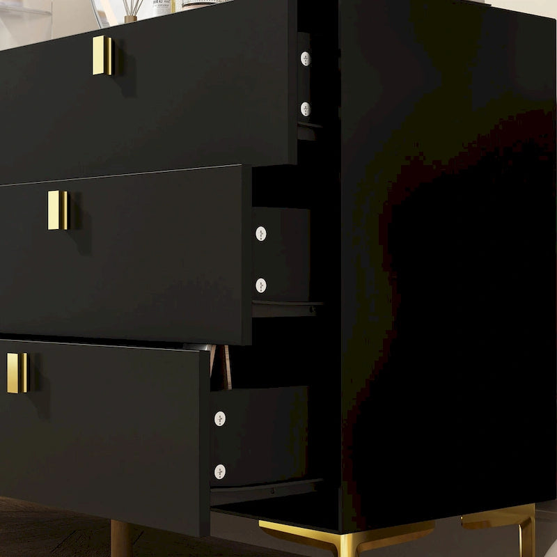 Commode double 6 tiroirs | Noir / Blanc / Bleu marine | 1 personne