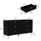 Commode double 6 tiroirs | Noir / Blanc / Bleu marine | 1 personne