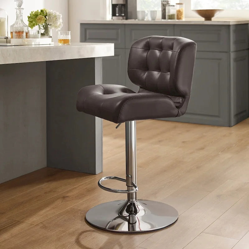 Tabouret de bar réglable pivotant en similicuir blanc/gris/chocolat/noir, à l'unité