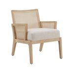 Fauteuil d'appoint en rotin et tissu beige, individuel