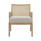 Fauteuil d'appoint en rotin et tissu beige, individuel