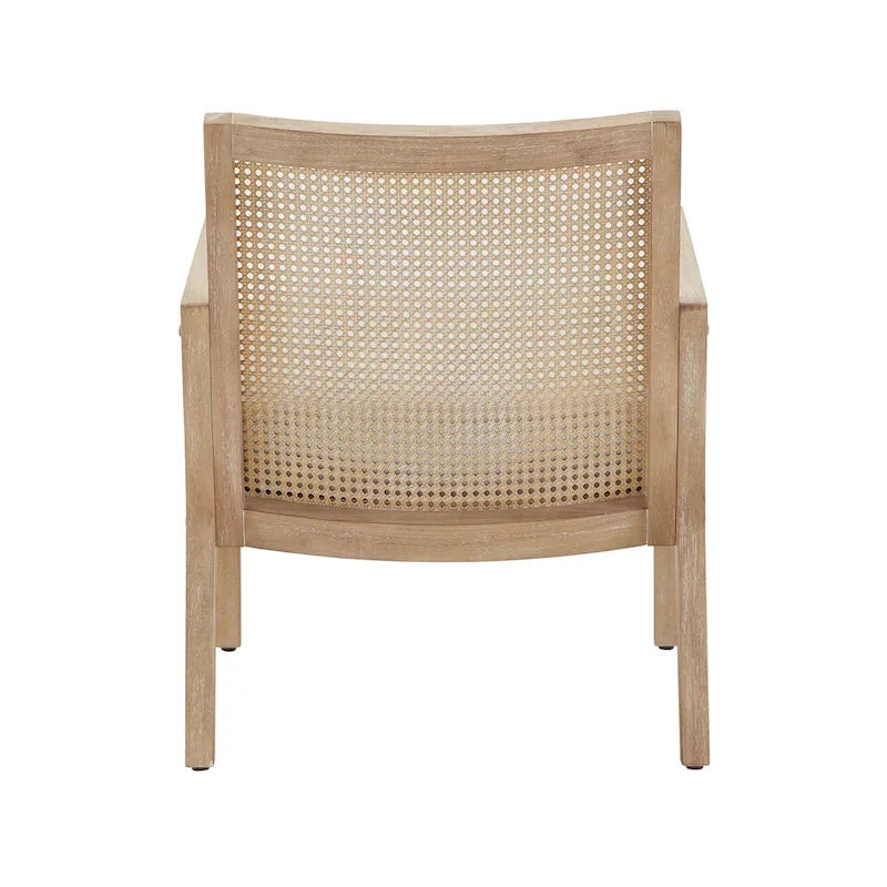 Fauteuil d'appoint en rotin et tissu beige, individuel