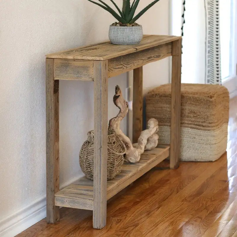 Console minimaliste en bois de récupération brun naturel, 1 pièce