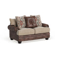 Causeuse 2 places traditionnelle en similicuir marron